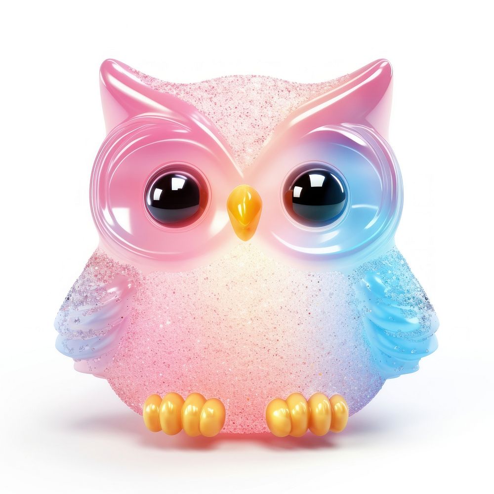 3d jelly glitter owl toy representation celebration.