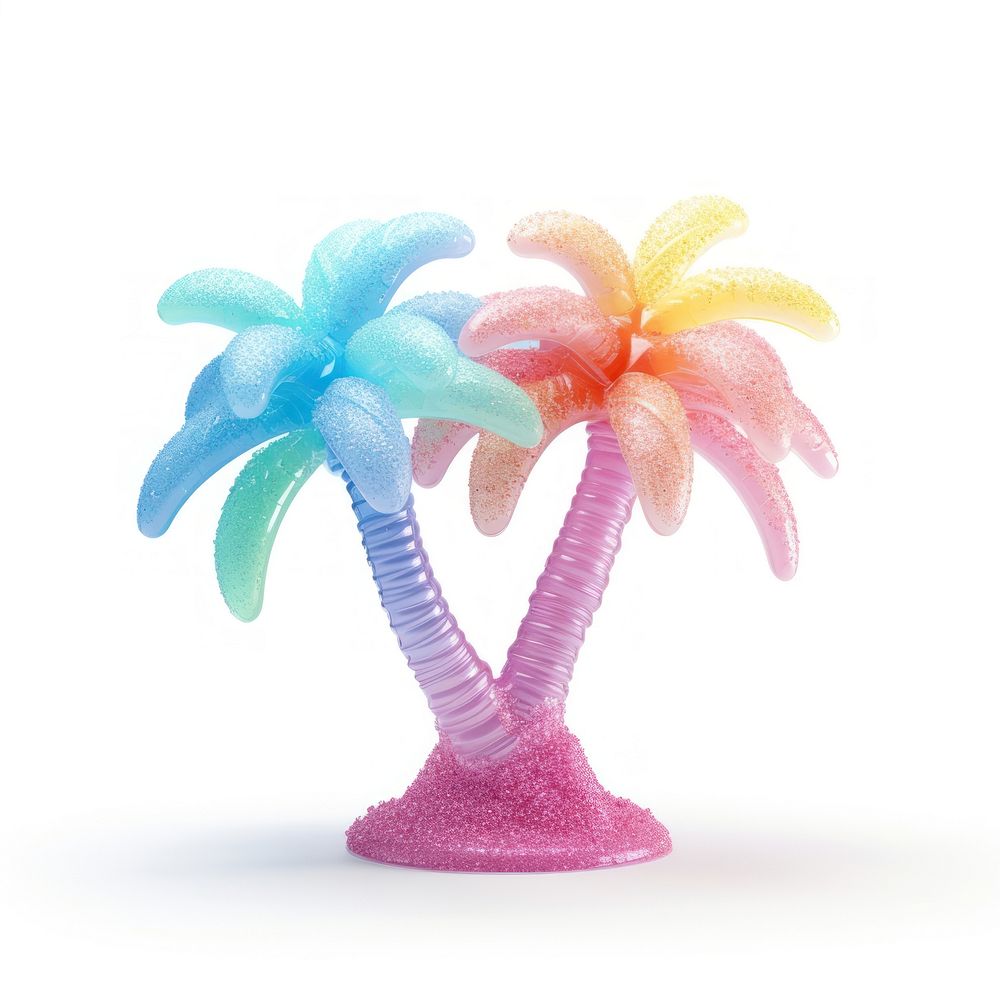 3d jelly glitter palm tree plant candy toy.