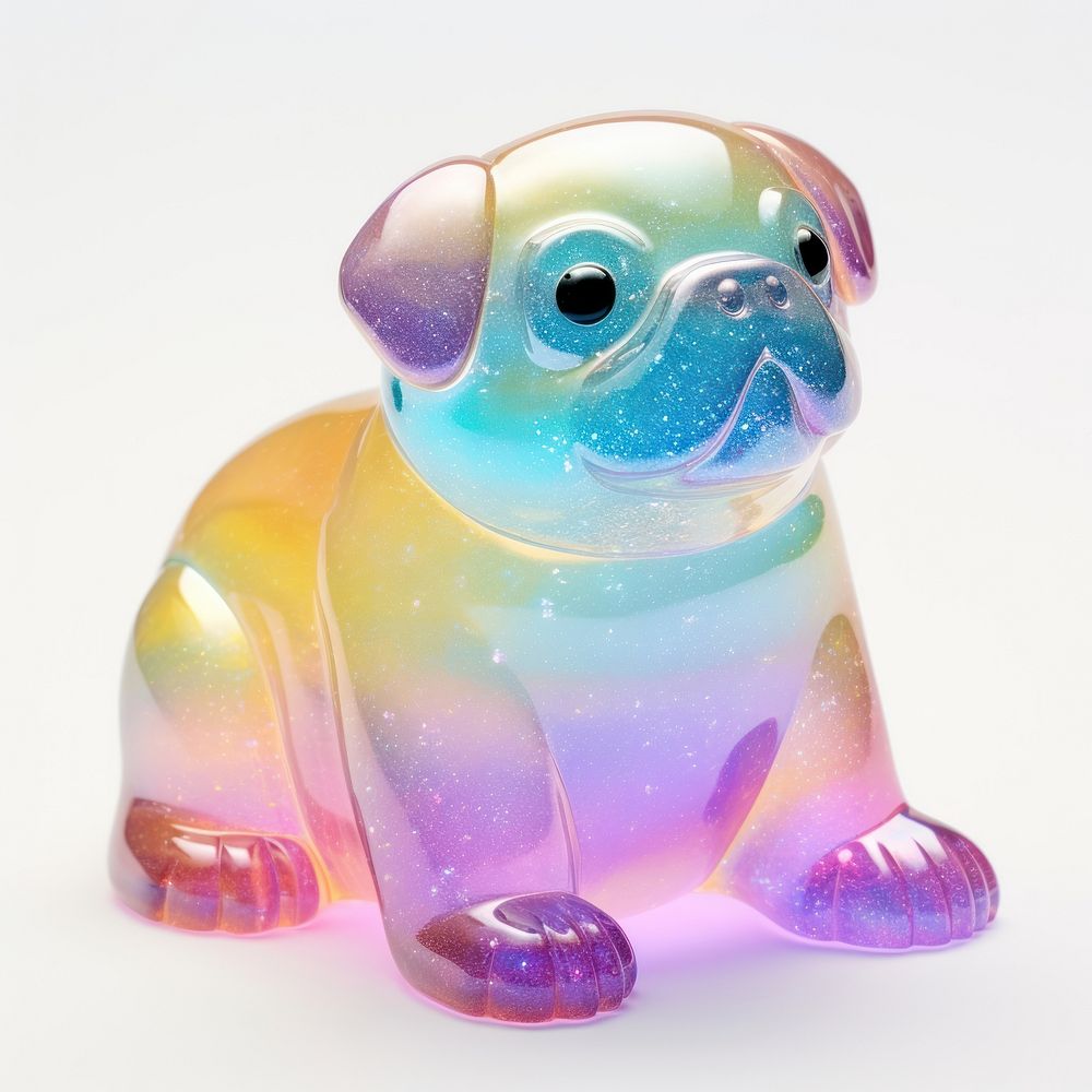 3d jelly glitter pug figurine animal mammal.