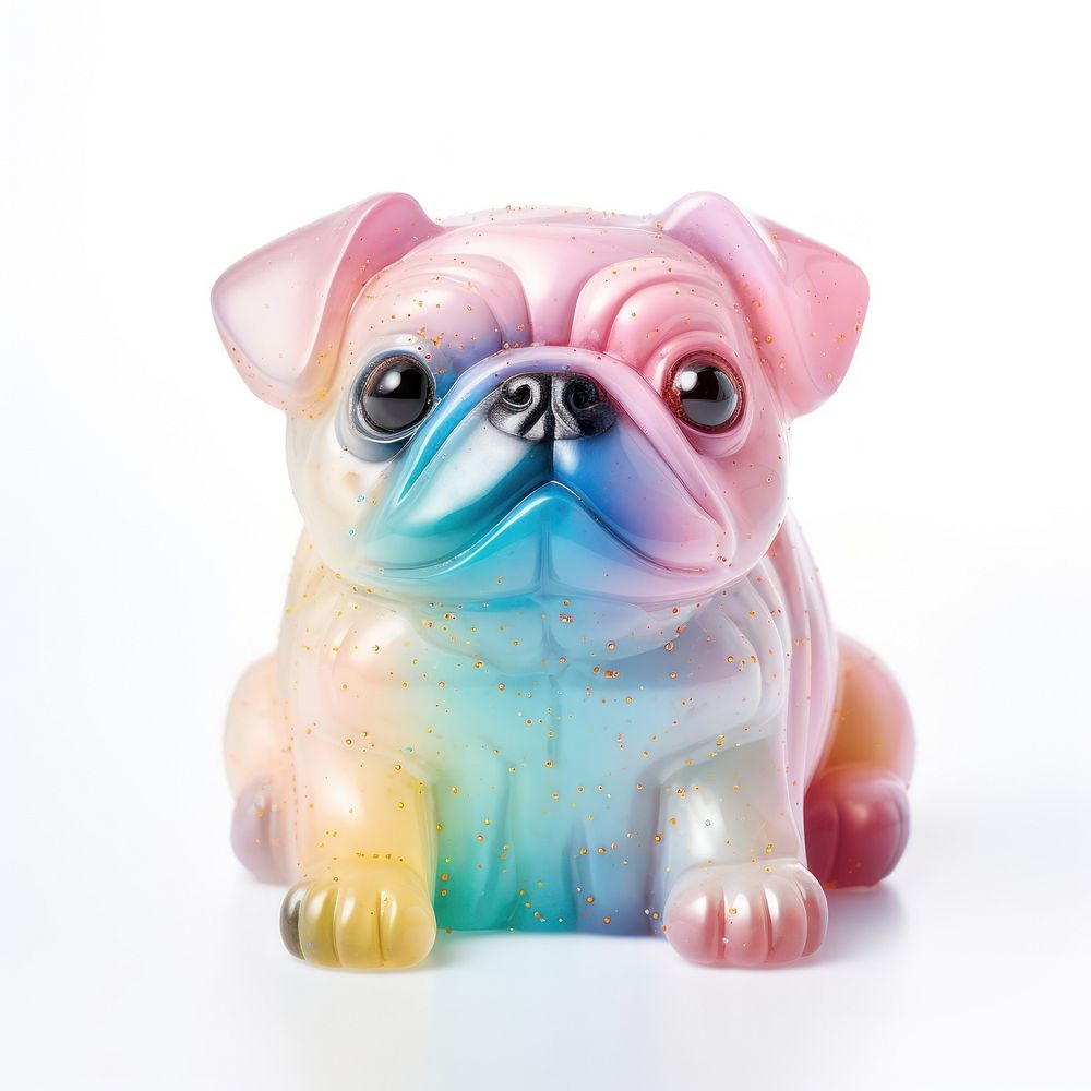 3d jelly glitter pug figurine bulldog animal.