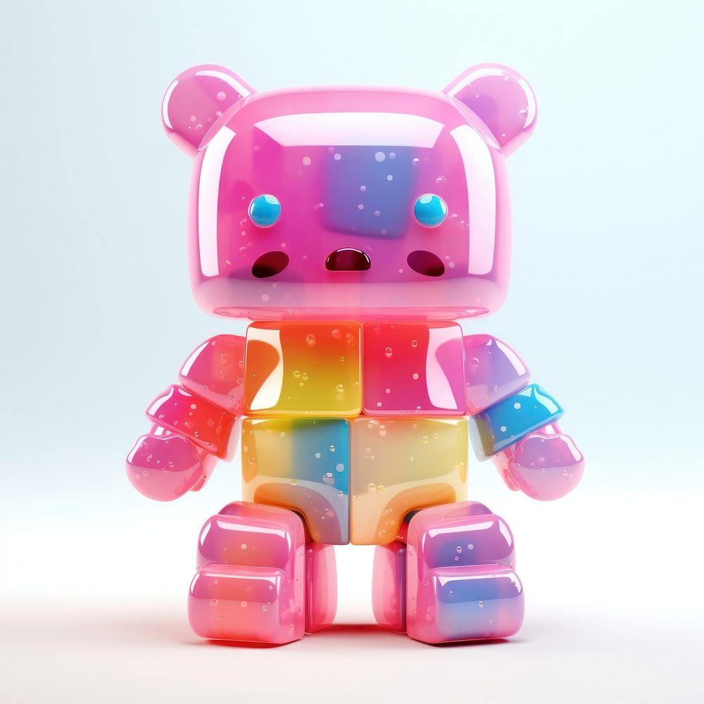 3d jelly glitter robot toy representation futuristic.