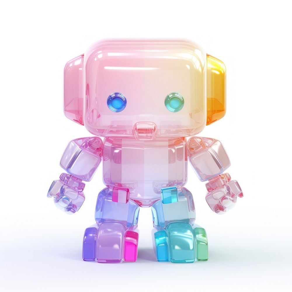 3d jelly glitter robot toy representation futuristic.