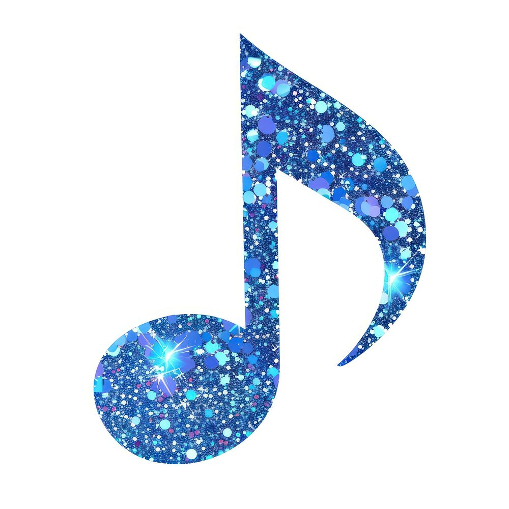 Blue Solkey music icon glitter shape white background.