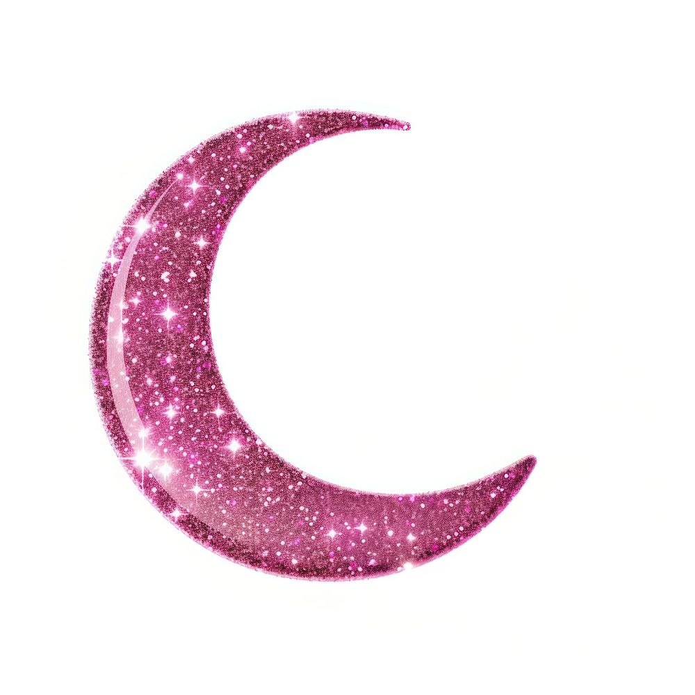 Color pink crescent icon glitter astronomy nature.