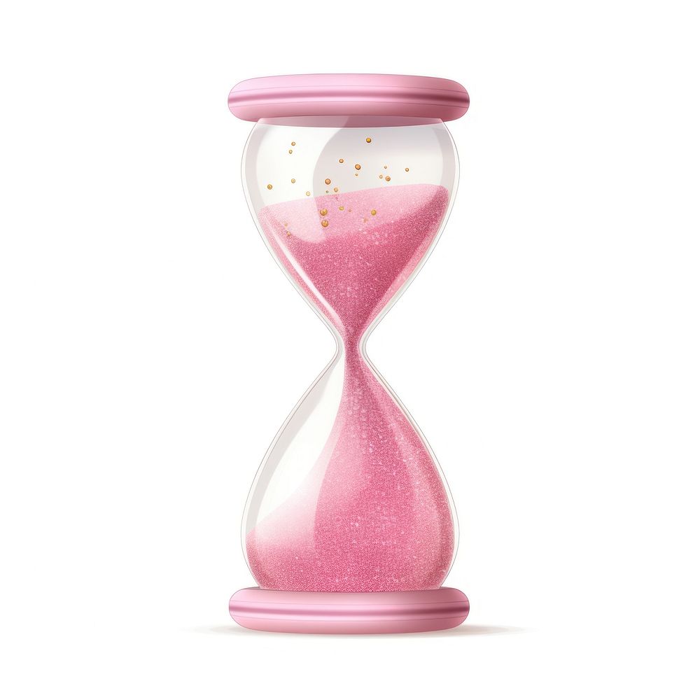 Color pink Hourglass icon transparent hourglass white background.