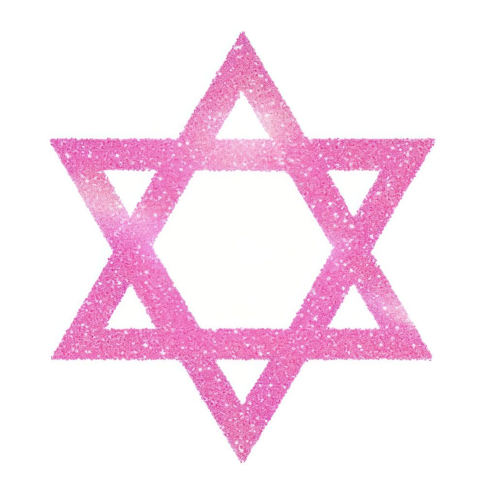 Color pink Hexagram icon glitter symbol shape.