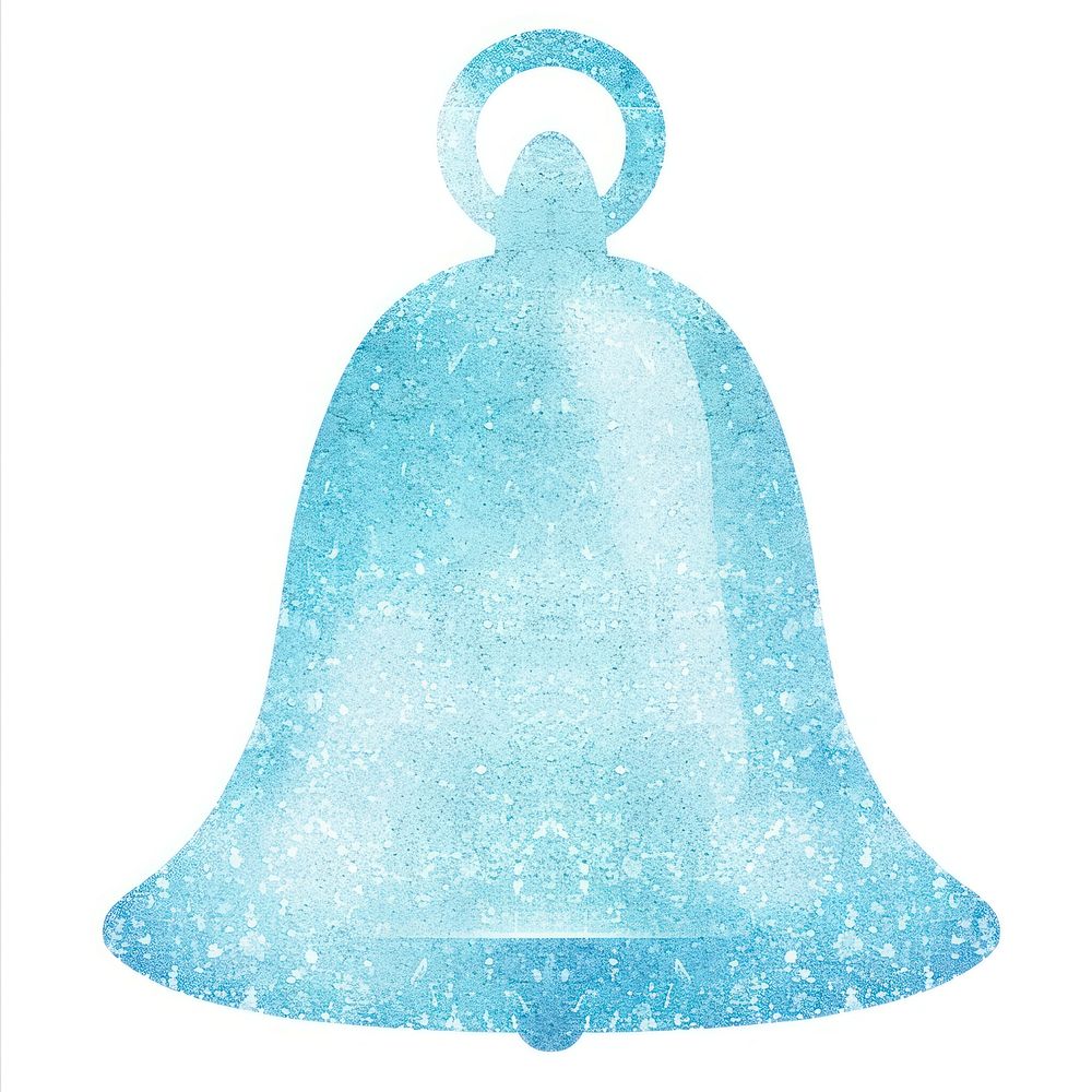 Pastel blue bell icon shape white background hanging.