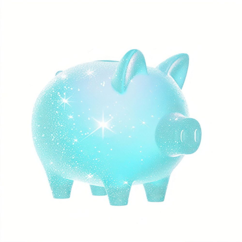 Blue Piggy bank icon pig mammal white background.
