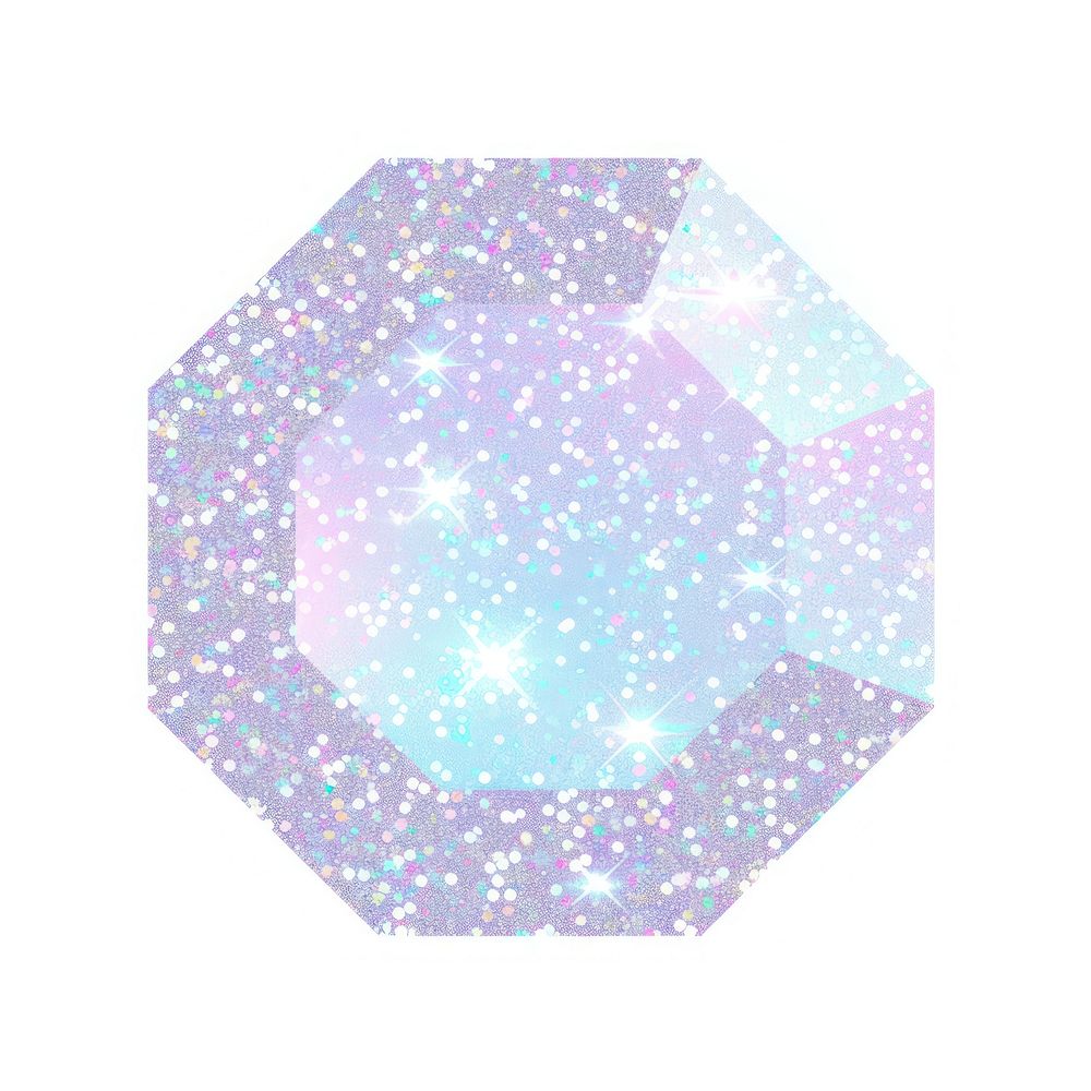 Octagon icon glitter shape white background.