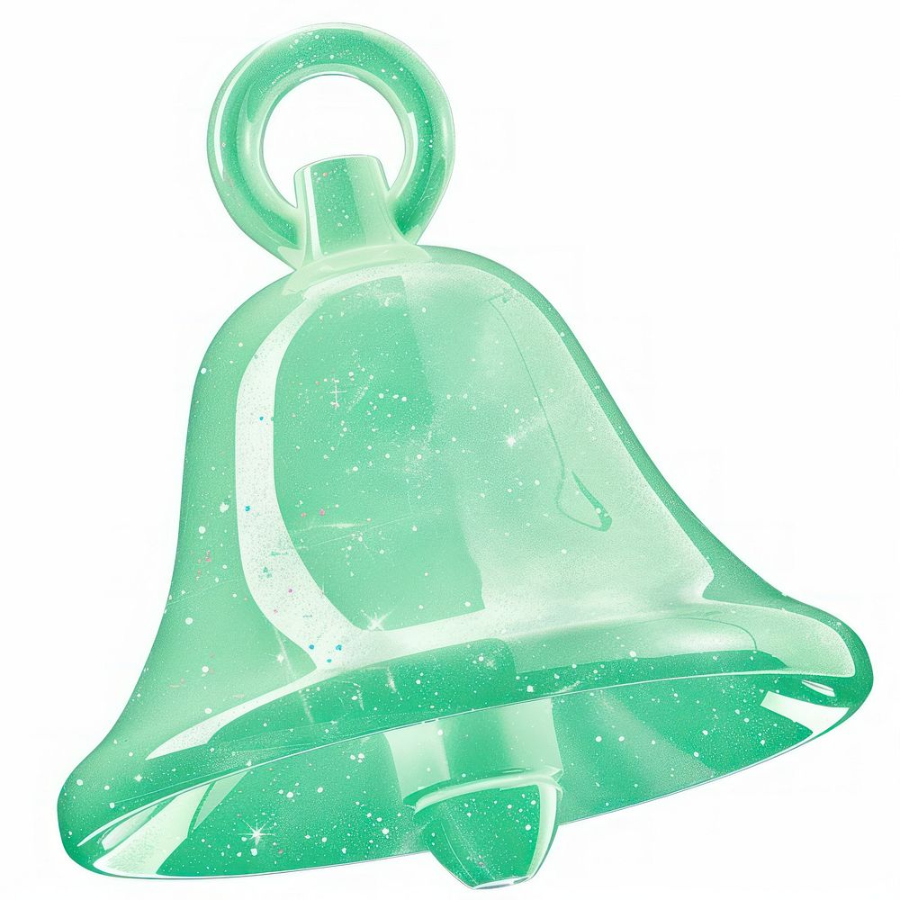 Pastel green bell icon shape white background hanging.