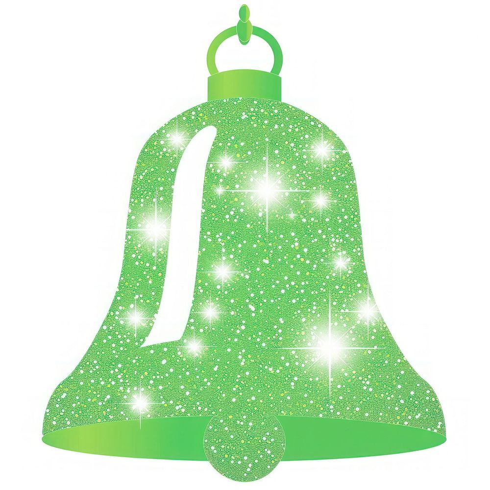 Pastel green bell icon shape white background illuminated.