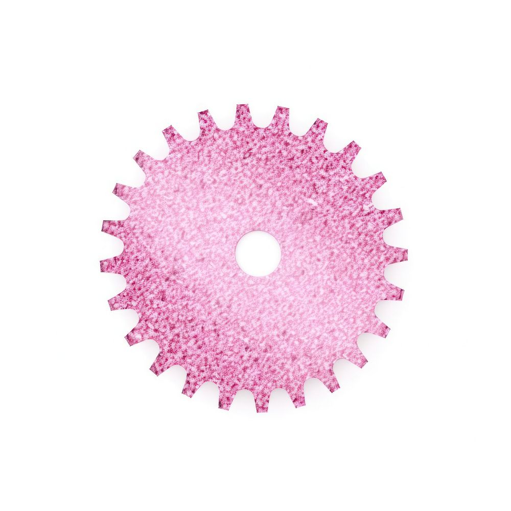 Pink Gear icon shape white background microbiology.
