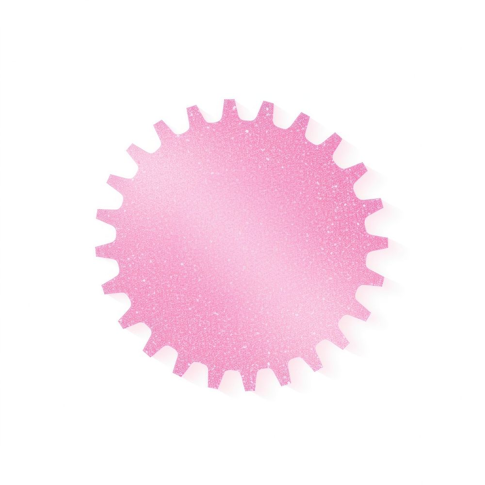 Pink Gear icon shape gear white background.
