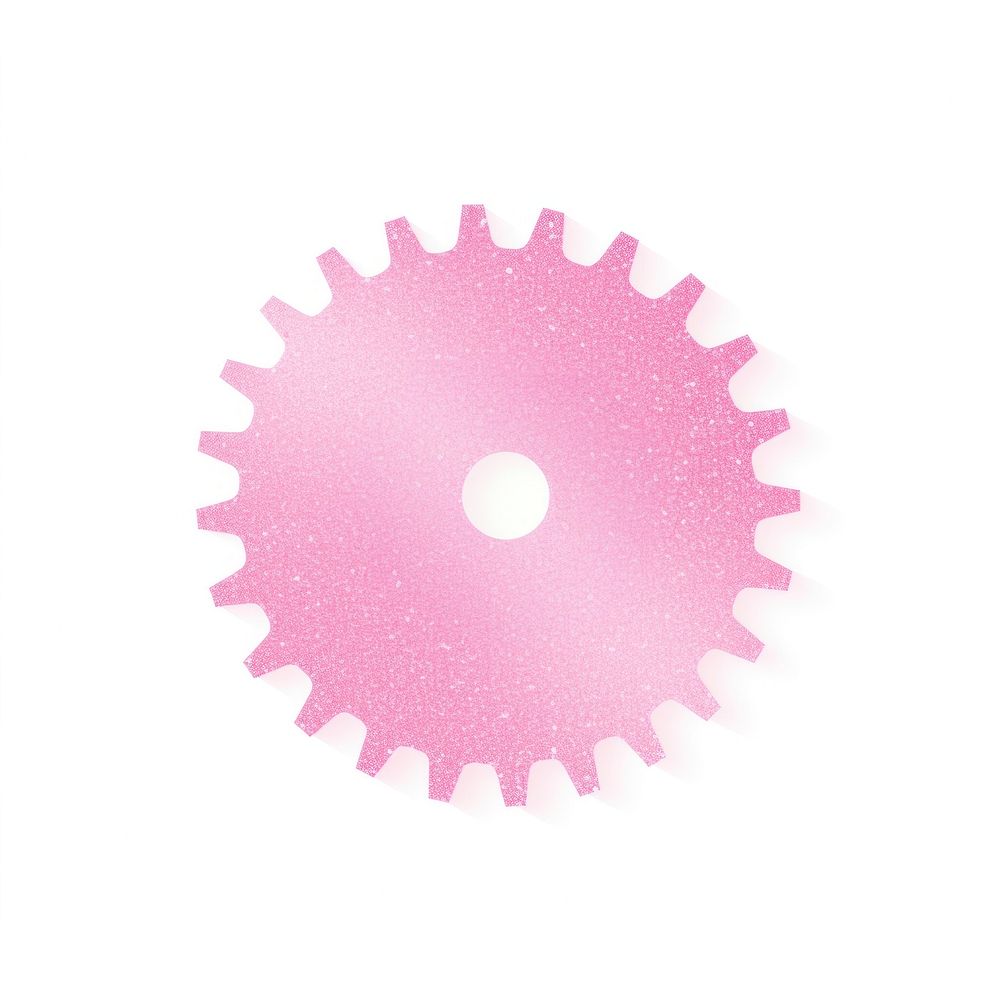 Pink Gear icon gear shape white background.