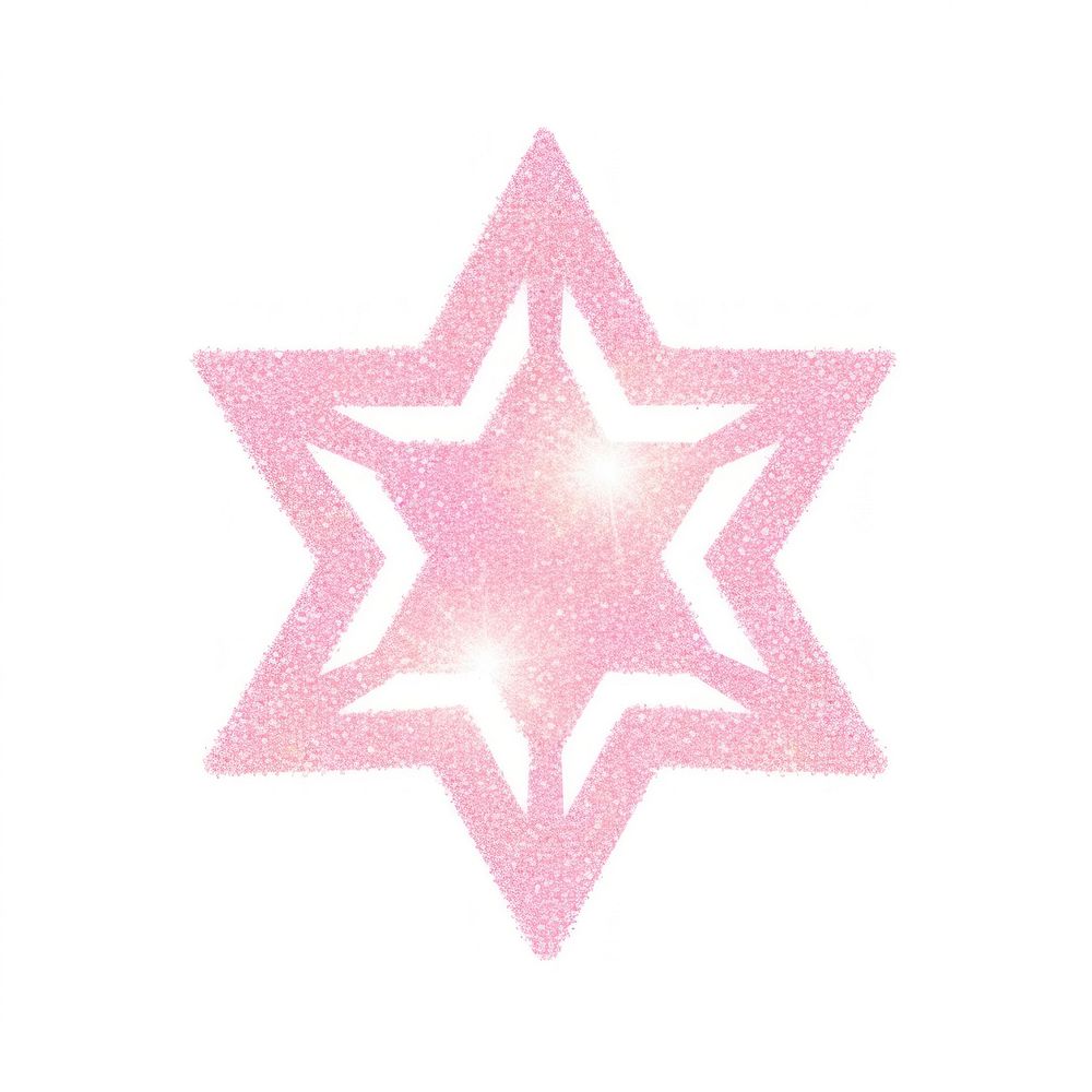 Pink Hexagram icon symbol shape white background.