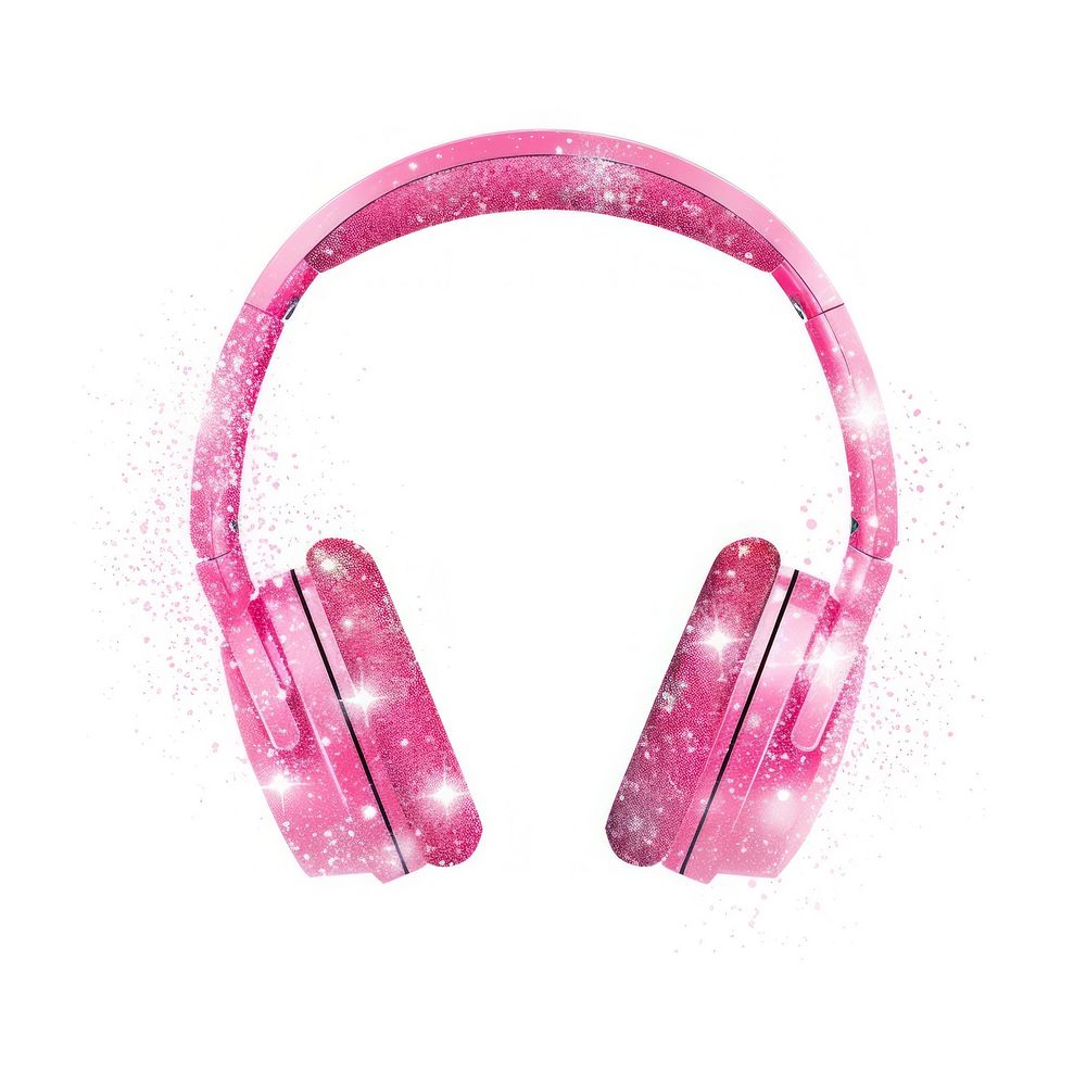 Pink Headphone music icon headphones headset white background.