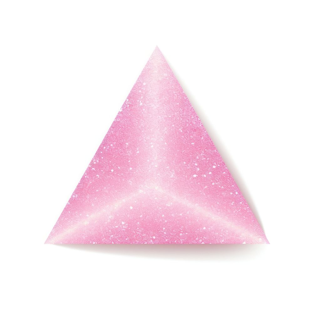 Pink Triangle icon triangle shape white background.