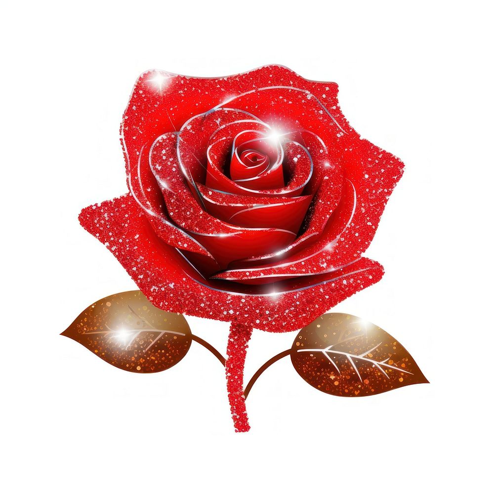 Red rose icon flower plant white background.