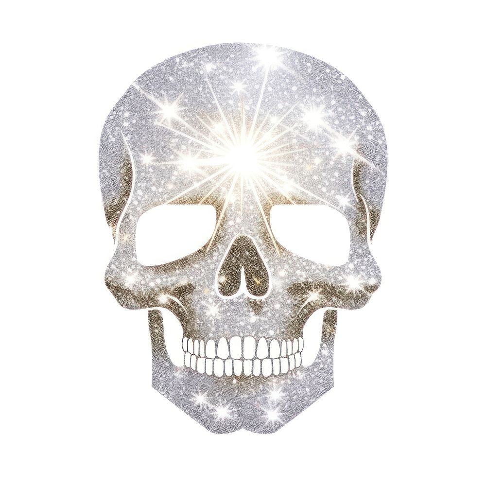 Skull icon white background illuminated celebration.