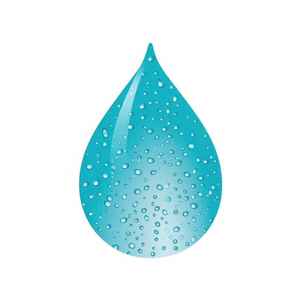 Water drop icon turquoise shape white background.