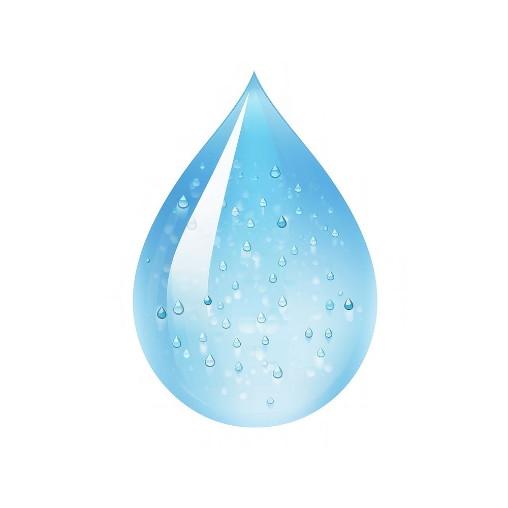 Water drop icon transparent shape white background.