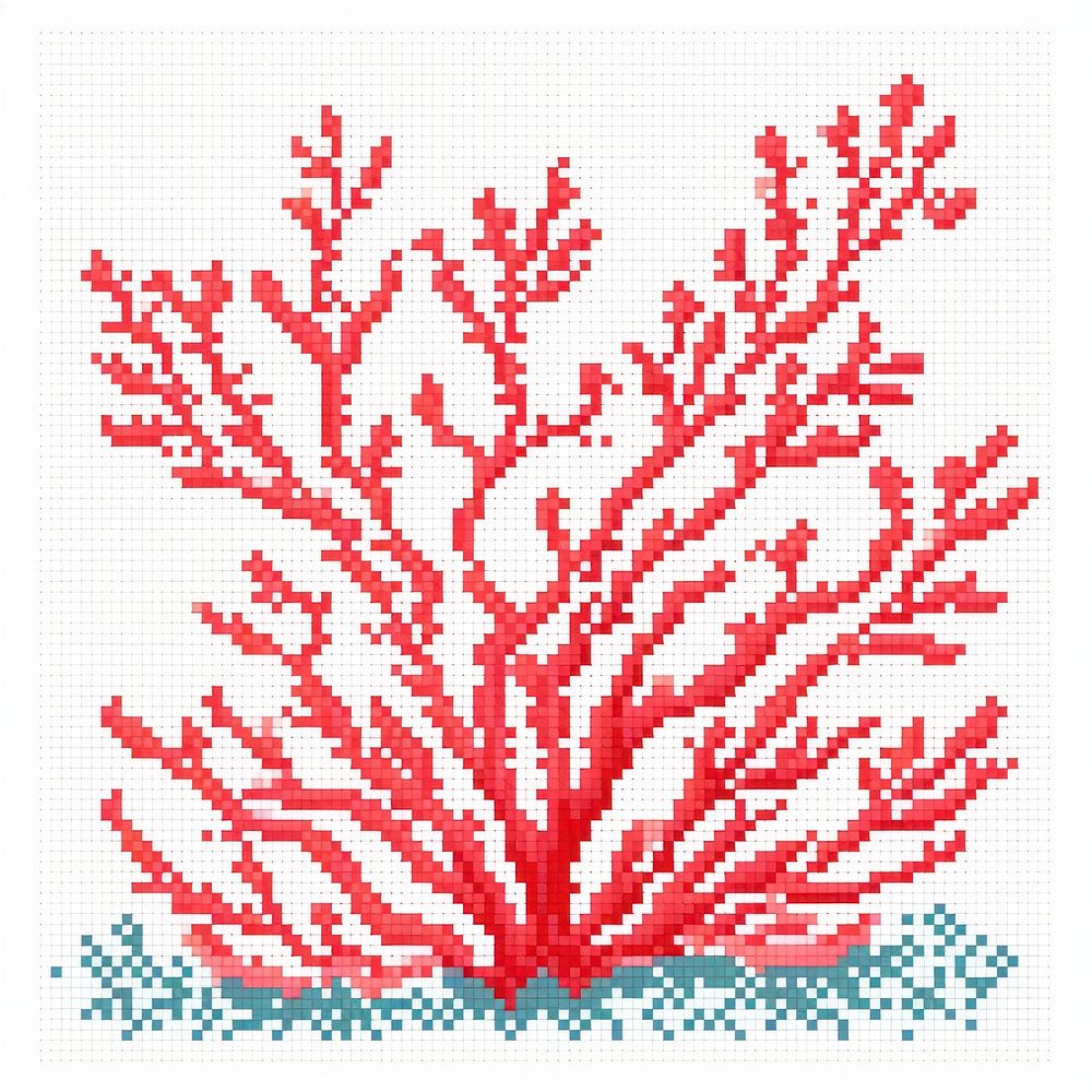 Cross stitch coral undersea embroidery outdoors pattern.