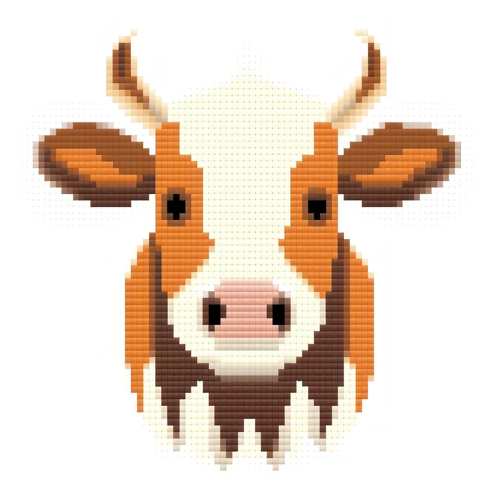 Cross stitch cow livestock mammal cattle.