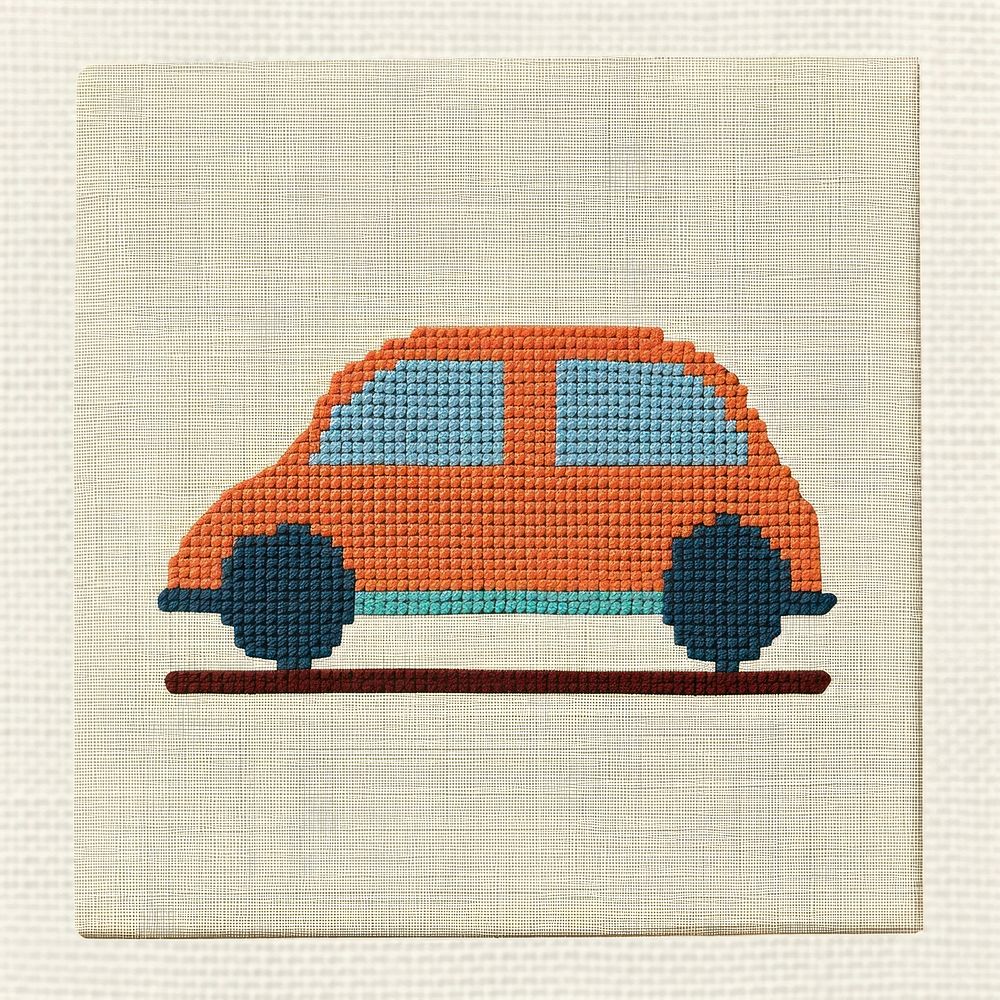 Cross stitch car embroidery needlework vehicle.