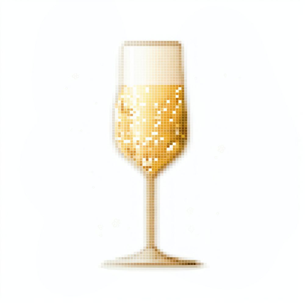 Cross stitch champagne glass drink white background.