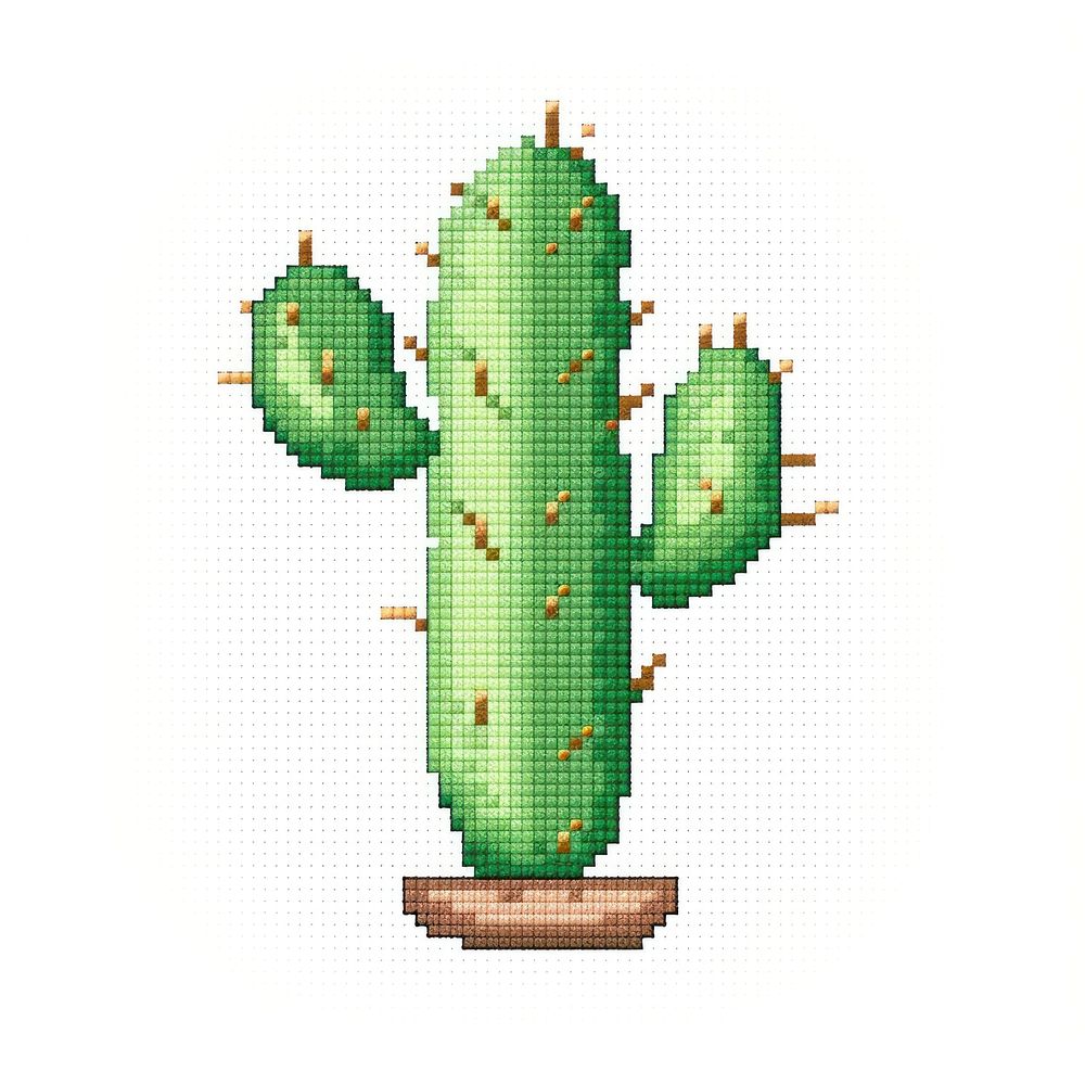 Cross stitch cactus plant white background cross-stitch.