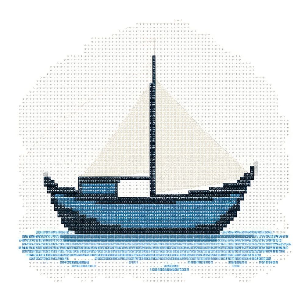 Cross stitch boat watercraft sailboat vehicle.