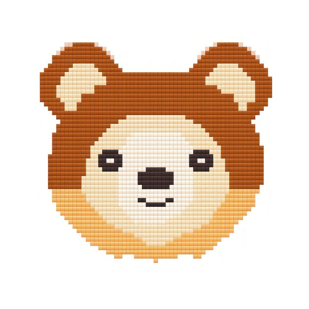 Cross stitch bear mammal toy white background.