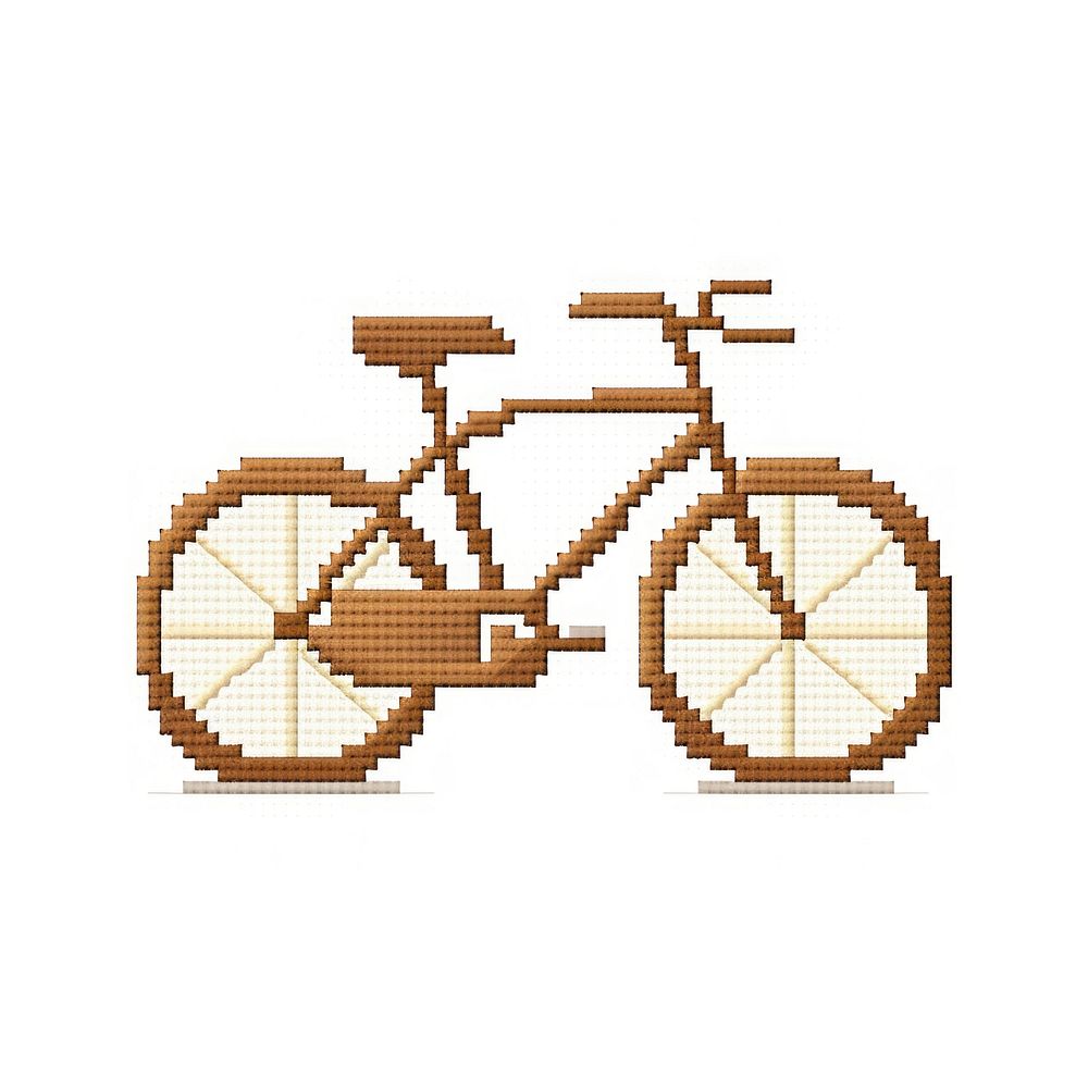 Cross stitch bicycle vehicle white background transportation.