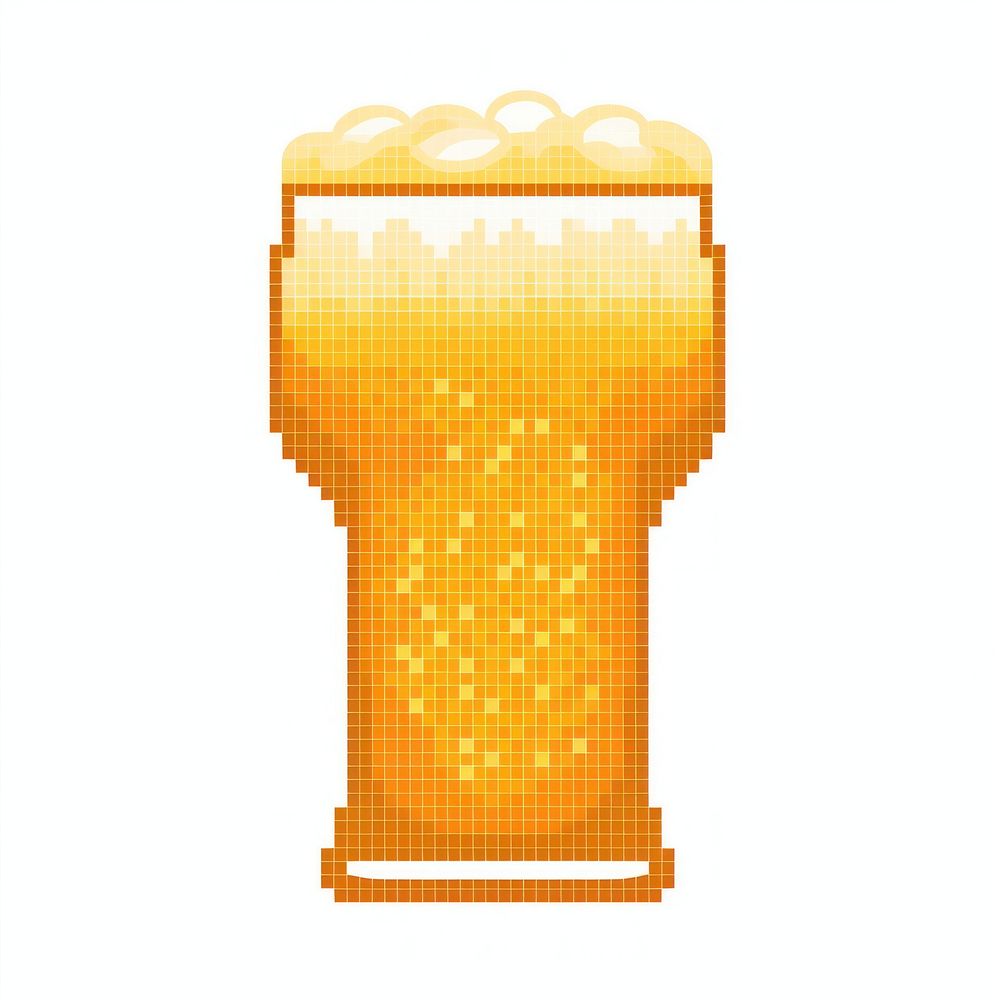 Cross stitch beer drink glass white background.