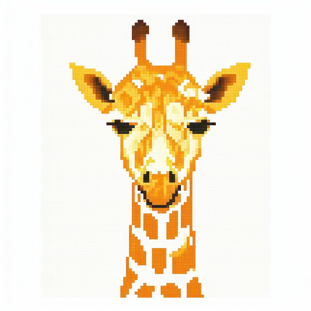 Cross stitch giraffe wildlife animal mammal.