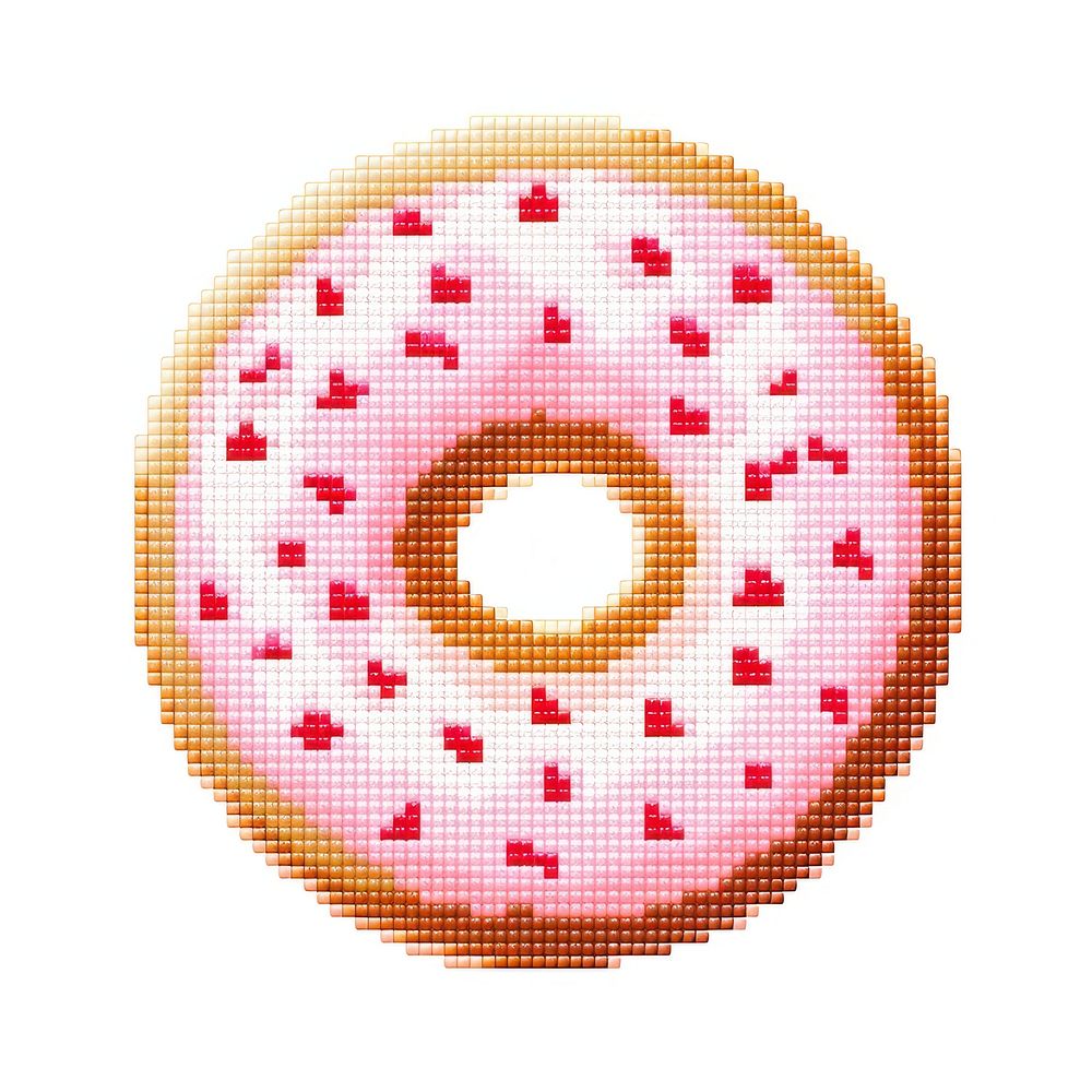 Cross stitch donut food white background confectionery.