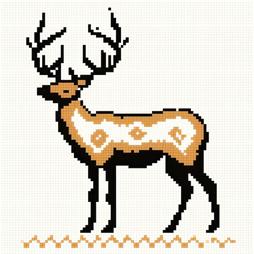 Cross stitch deer textile animal mammal.