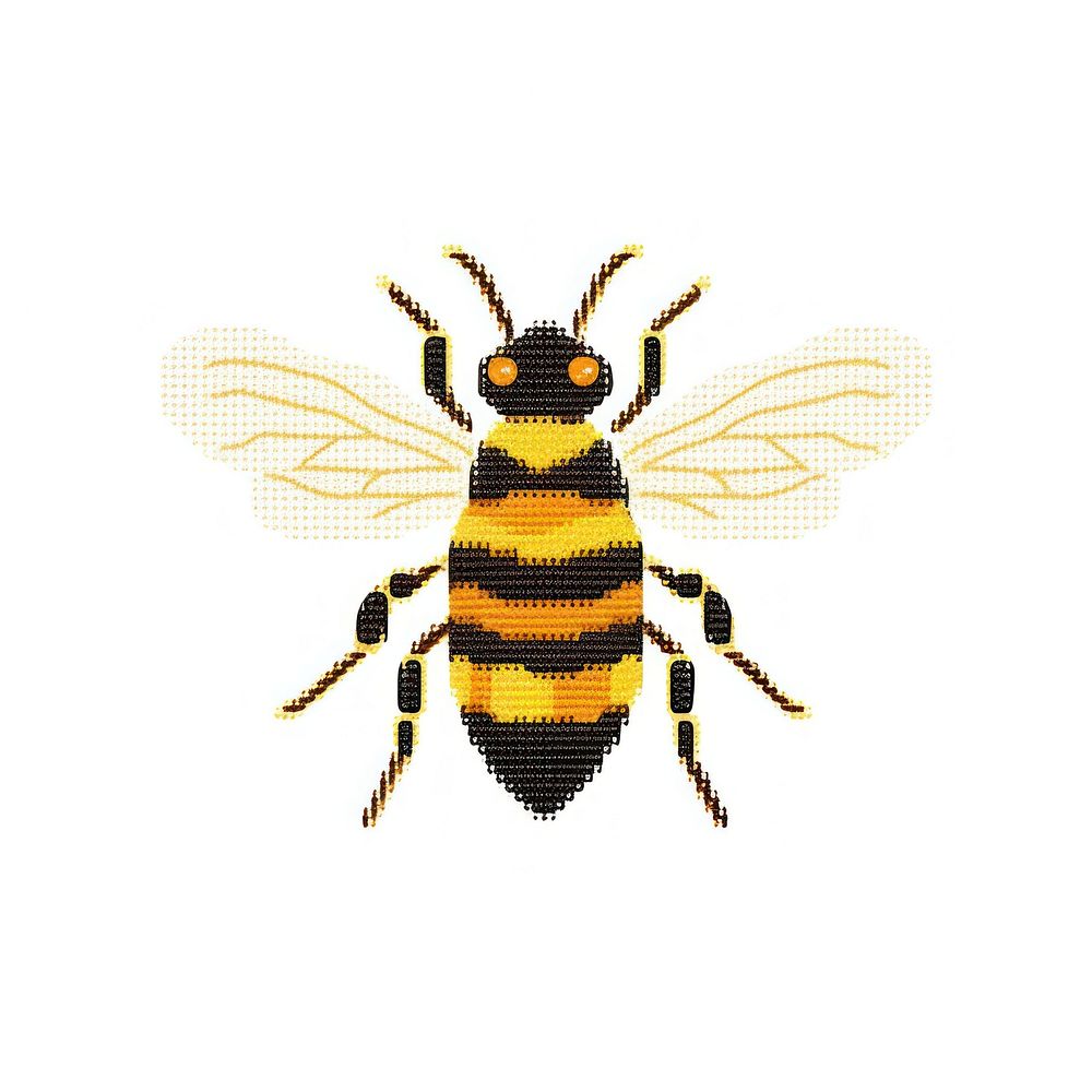 Cross stitch honey bee insect animal hornet.
