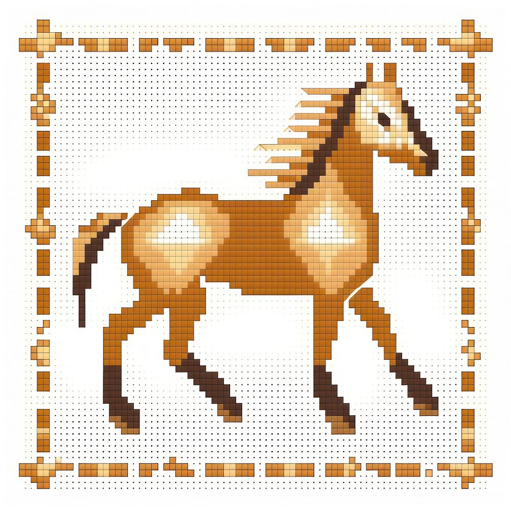 Cross stitch horse animal mammal creativity.