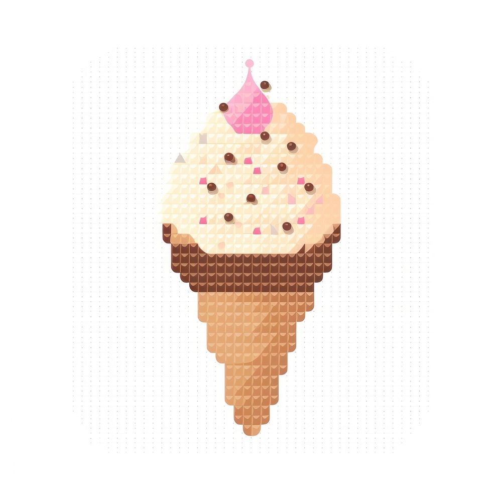 Cross stitch ice cream dessert food cone.
