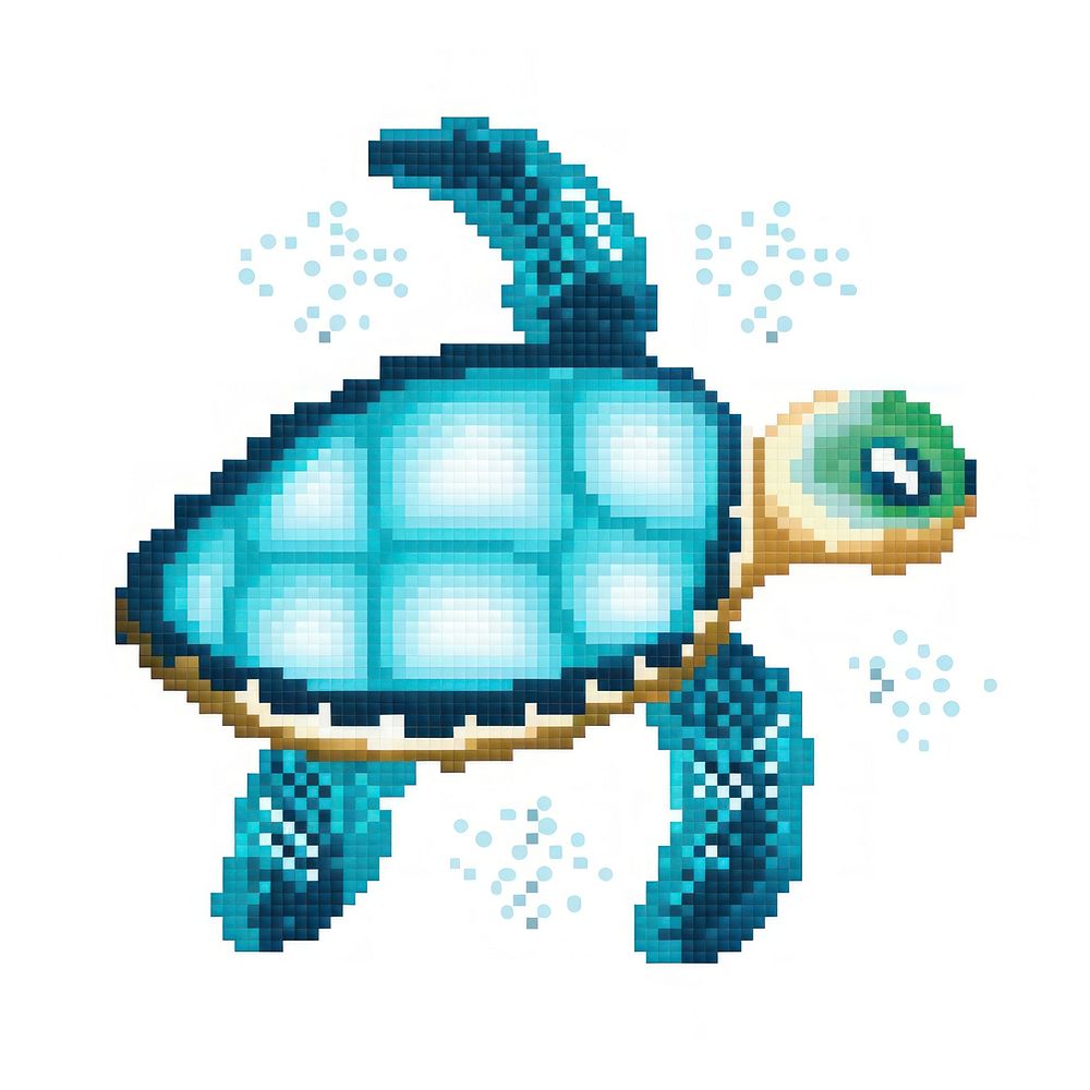 Cross stitch jelly sea turtle reptile animal creativity.