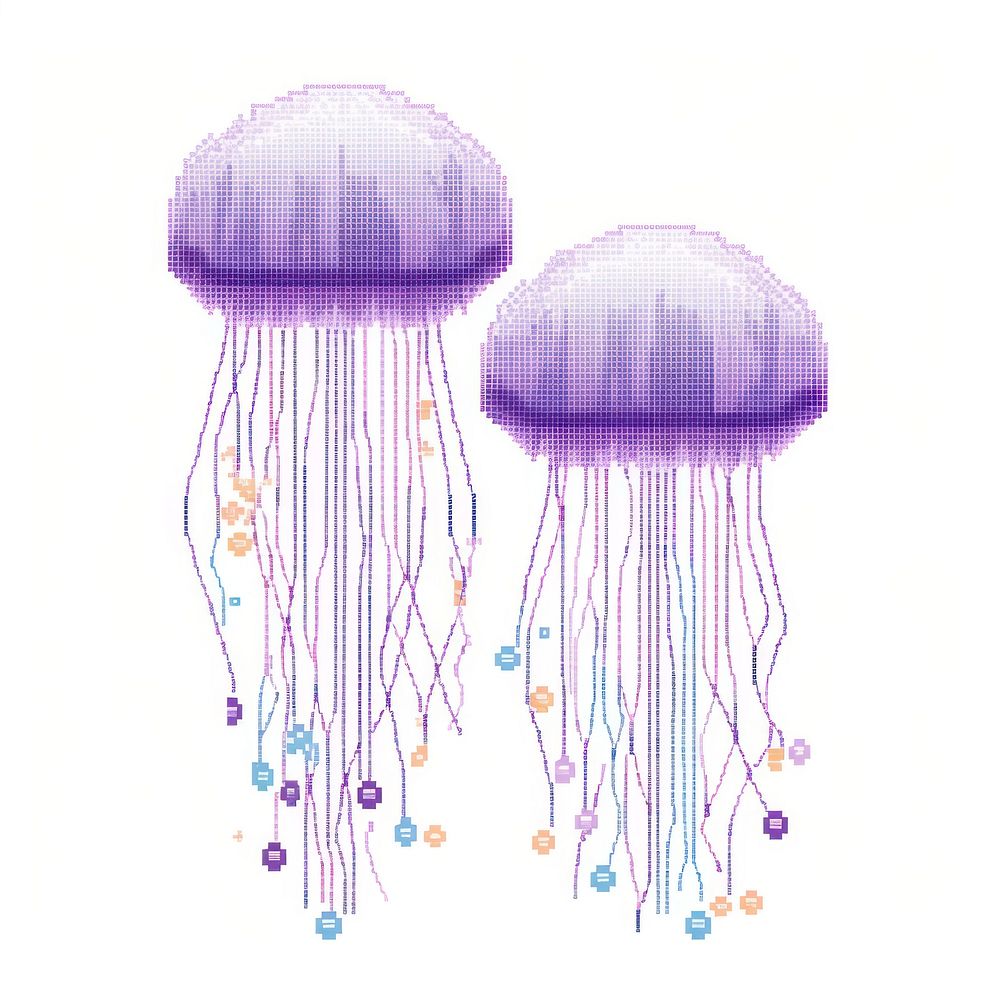 Cross stitch jelly fishes jellyfish invertebrate floating.