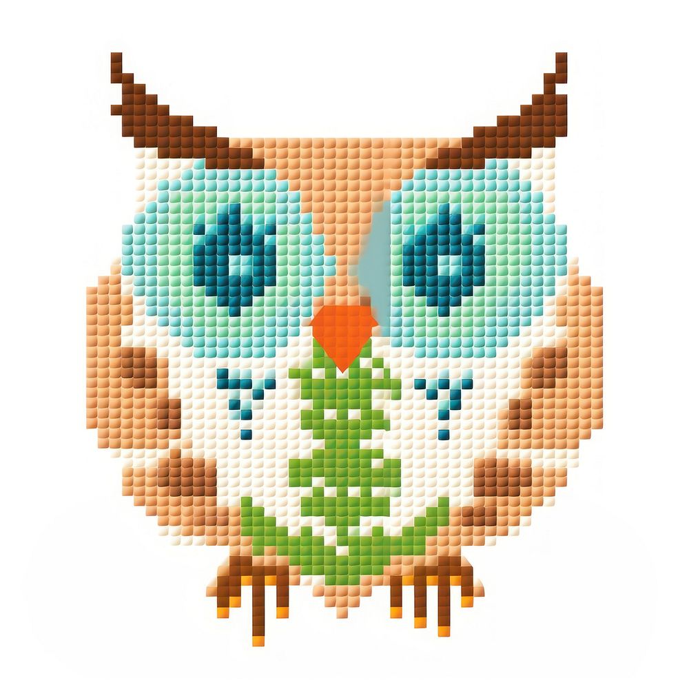 Cross stitch owl embroidery pattern textile.