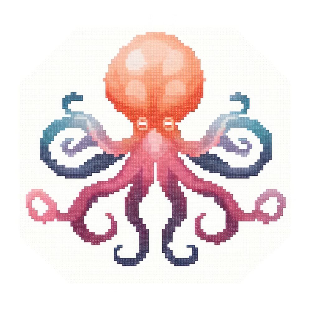 Cross stitch octopus invertebrate cephalopod underwater.