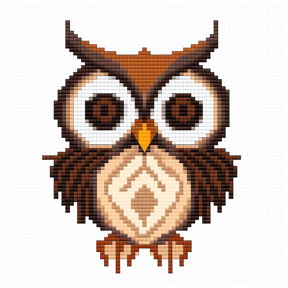 Cross stitch owl pattern bird art.