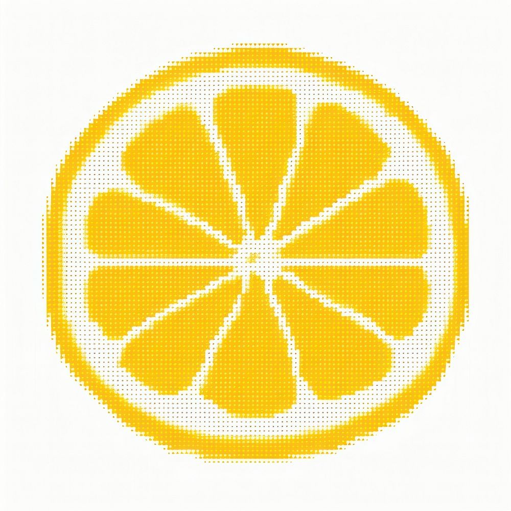 Cross stitch lemon grapefruit food white background.