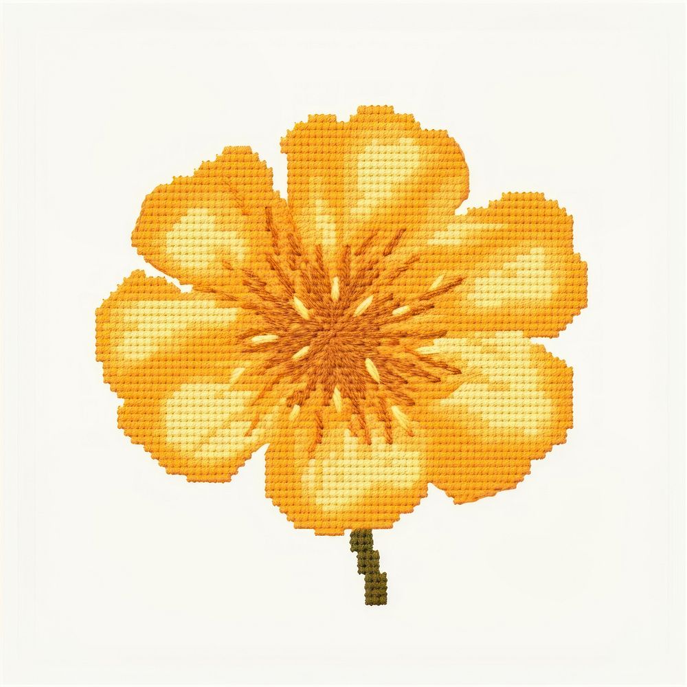 Cross stitch marigold embroidery pattern flower.