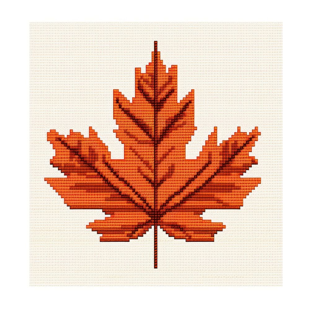 Cross stitch maple textile plant leaf.