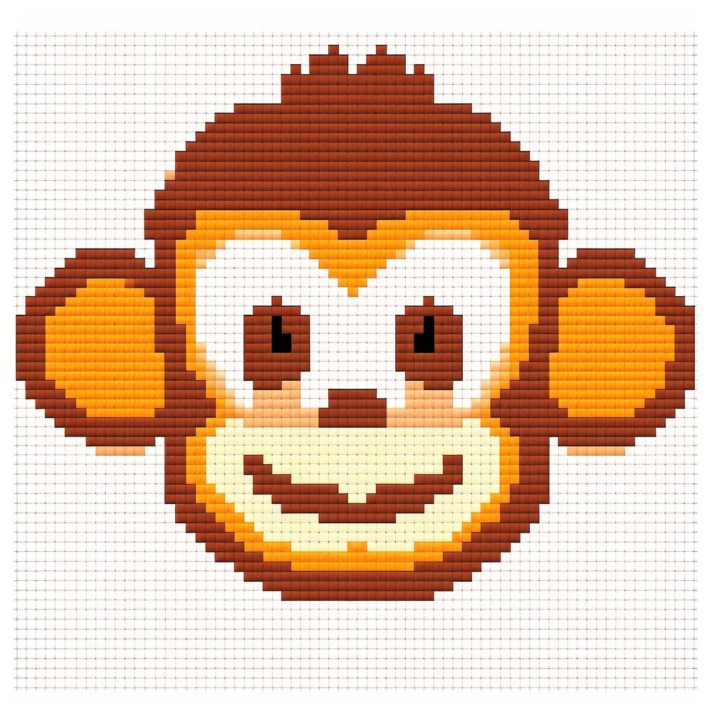 Cross stitch monkey textile mammal face.