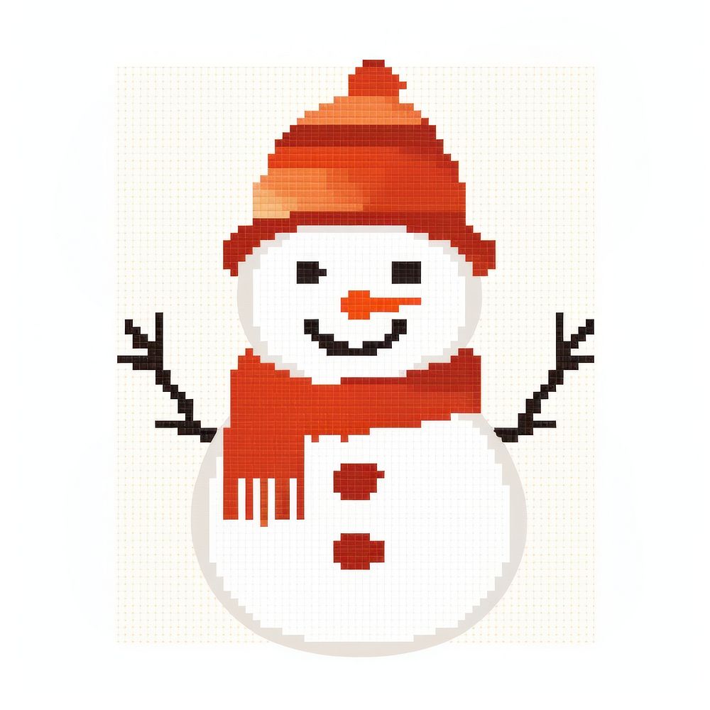 Cross stitch snowman winter craft white.
